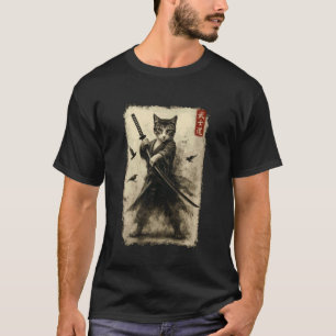 Samurai Kat Japanse Kunst Kat Krijger Bushido Kata T-shirt