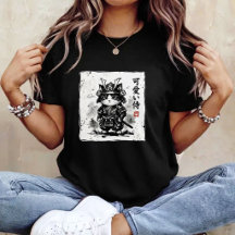 Samurai Kat Japanse Kunst Sumi-e Nieuwigheid Kawai