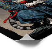 Samurai Kat Japanse Retro Fighter Kat Maan Ukiyo- Poster (Hoek)