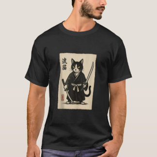 Samurai Kat Japanse Vintage Grafische Funny Ukiyo T-shirt