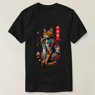 Samurai Kat Krijger – Epische Japanse Tattoo Stijl T-shirt