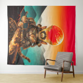 Samurai Kat Krijger Legende Muur Tapijt Wandkleed (In Situ (horizontaal))