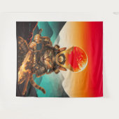 Samurai Kat Krijger Legende Muur Tapijt Wandkleed (Voorkant (horizontaal))