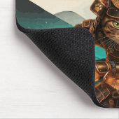 Samurai Kat Krijger Zonsondergang Anti-slip Gaming Muismat (Hoek)