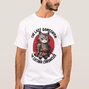 Samurai Kat Mannen Wit T-shirt