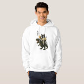 Samurai Kat met Bier & T-Rex | Retro Japanse Kunst Hoodie (Voorkant volledig)