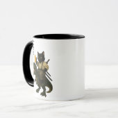 Samurai Kat met Bier & T-Rex | Retro Japanse Kunst Mok (Voorkant links)