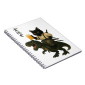 Samurai Kat met Bier & T-Rex | Retro Japanse Kunst Notitieboek (Rechterzijde)