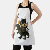 Samurai Kat met Bier & T-Rex | Retro Japanse Kunst Schort (Insitu)