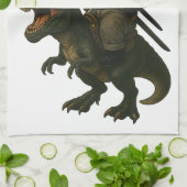 Samurai Kat met Bier & T-Rex | Retro Japanse Kunst Theedoek (Gevouwen)