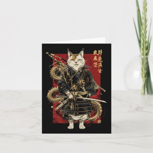 Samurai kat met Japanse draak Kanji Kaart (Voorkant)