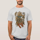 "Samurai kat met kitsune masker en koi vis kunst" T-shirt (Voorkant)