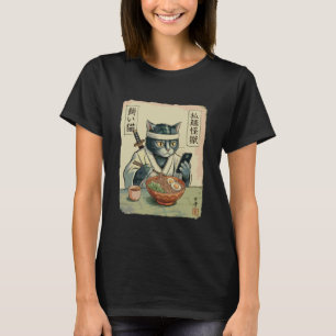 Samurai Kat Ninja Ramen Noedels Japans T-shirt