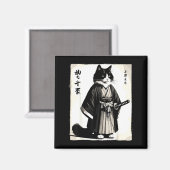 Samurai Kat Oude Krijger Japanse Anime Magneet (Voorkant / Achterkant)