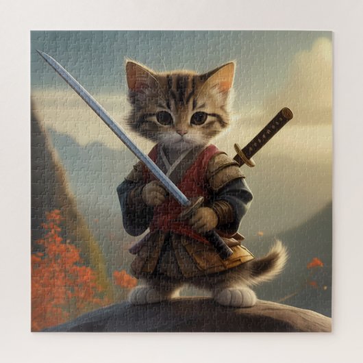 Samurai Kat puzzel voor alle leeftijden Legpuzzel (Verticaal)