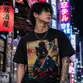 Samurai Kat Shirt | Cute Japanse Krijger Tee