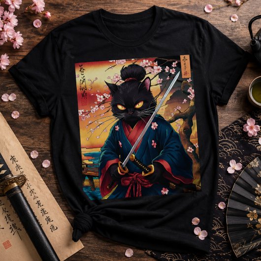 Samurai Kat Shirt | Cute Japanse Krijger Tee