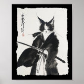 Samurai Kat T-shirt Ukiyo-e Warrior Art Graphi Poster (Voorkant)