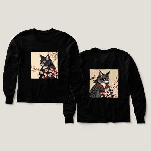 Samurai kat tussen kersenbloesems (Voorkant /achterkant)