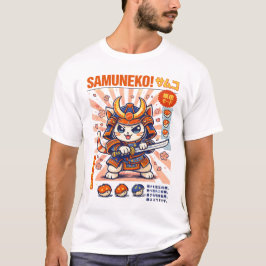 Samurai Kat Vechtkatten Ontwerp T-shirt