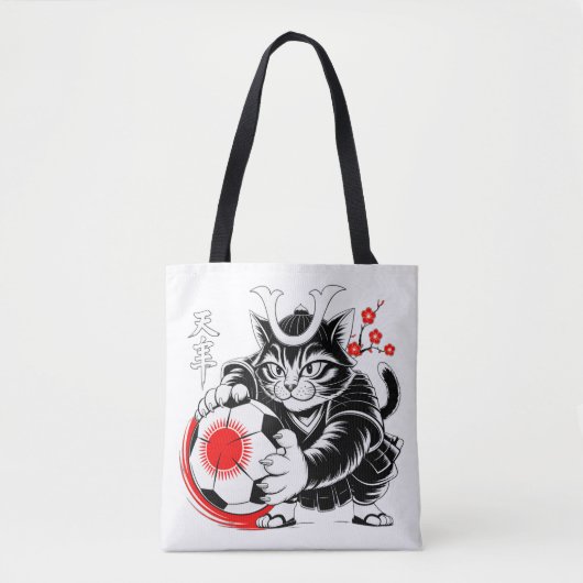 Samurai Kat Voetbal Tas Voor Boodschappen & Dageli (Voorkant)