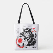 Samurai Kat Voetbal Tas Voor Boodschappen & Dageli (Achterkant)