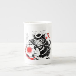 Samurai Kat Voetbalmok – Cadeau voor Japan-fan Porselein Kop