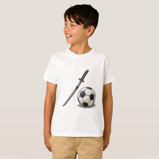Samurai Katana and Soccer Ball - Japan T-shirt (Voorkant volledig)