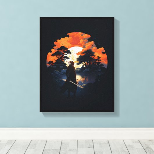 Samurai Katana Japan Ninja Warrior Canvas Afdrukke (Insitu (Houten vloer))