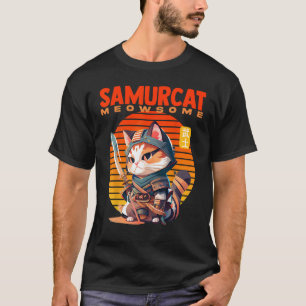 Samurai Kat's rijk waar schattig ontmoet fel T-shirt