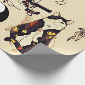 SAMURAI-KATTEN IN SKULL, SKELETON, BUTTERFLY-TATTO CADEAUPAPIER (Hoek)