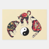 SAMURAI-KATTEN IN SKULL, SKELETON, BUTTERFLY-TATTO INPAKPAPIER VEL (Voorkant 2)