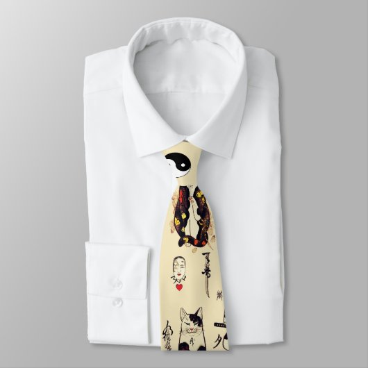 SAMURAI-KATTEN IN SKULL, SKELETON, BUTTERFLY-TATTO STROPDAS (Gebonden)