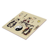 SAMURAI-KATTEN IN SKULL, SKELETON, BUTTERFLY-TATTO TEGELTJE (Zijkant)