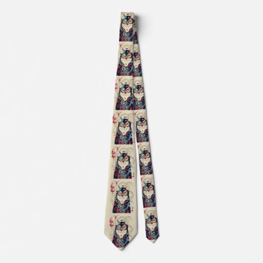 SAMURAI KATTENPORTRET MET SLANG TATTOOS STROPDAS (Voorkant)