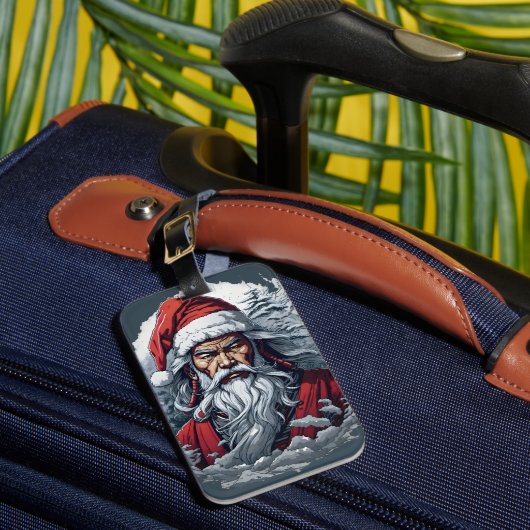 Samurai Kerstman Krijger Kerst Kunst Cadeau Bagagelabel (Voorkant Insitu 1)