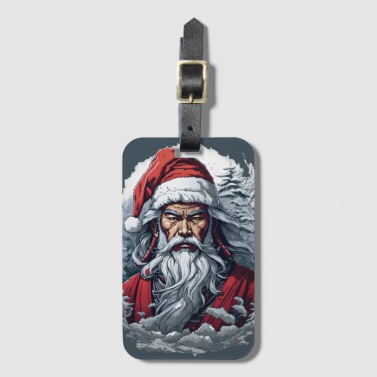 Samurai Kerstman Krijger Kerst Kunst Cadeau Bagagelabel (Voorkant (verticaal))