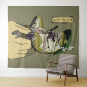 Samurai Kikker: Bewaker van de Lotus Wandkleed (In Situ (horizontaal))
