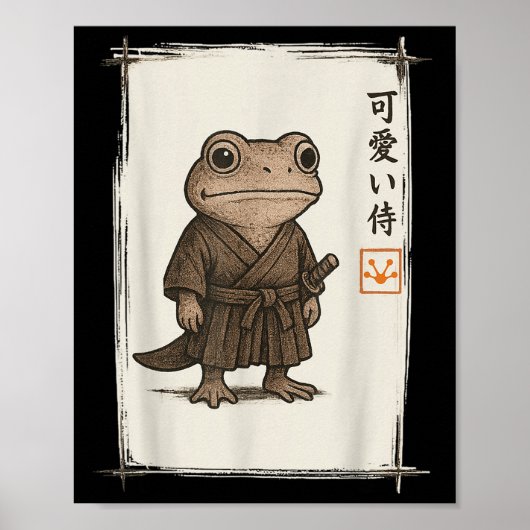 Samurai Kikker Japanse Kunst Anime Grappige Mannen Poster (Voorkant)