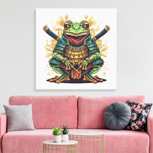 Samurai kikker krijger canvas print met spanframe (Insitu (Woonkamer))