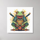 Samurai kikker krijger canvas print met spanframe (Voorkant)