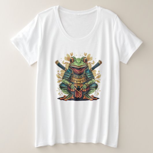 Samurai kikker krijger Dames Plus Size T-Shirt (Design voorkant)