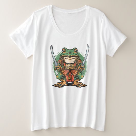 Samurai kikker krijger Dames Plus Size T-Shirt (Design voorkant)