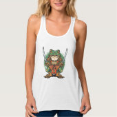 Samurai kikker krijger Flowy Racerback Tank Top (Voorkant)