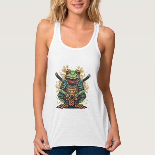Samurai kikker krijger Flowy Racerback Tank Top (Voorkant)