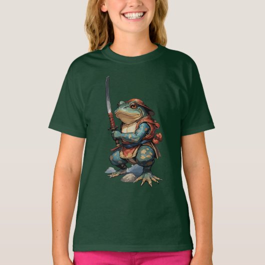 Samurai Kikker Krijger met Katana T-shirt (Voorkant)