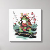Samurai kikker krijger opgerekt canvas print (Voorkant)