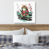 Samurai kikker krijger opgerekt canvas print (Insitu (Slaapkamer))