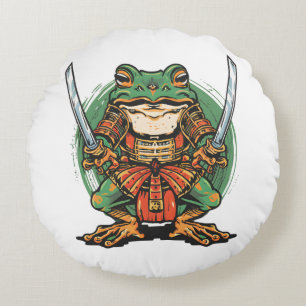 Samurai kikker krijger Ronde Kussen