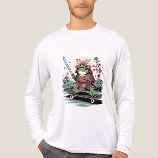 Samurai kikker krijger skateboard shirt met lange (Voorkant volledig)